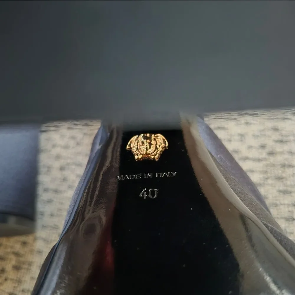 NWOB VERSACE 159MM Embellished Satin  Platform Shoes Heels